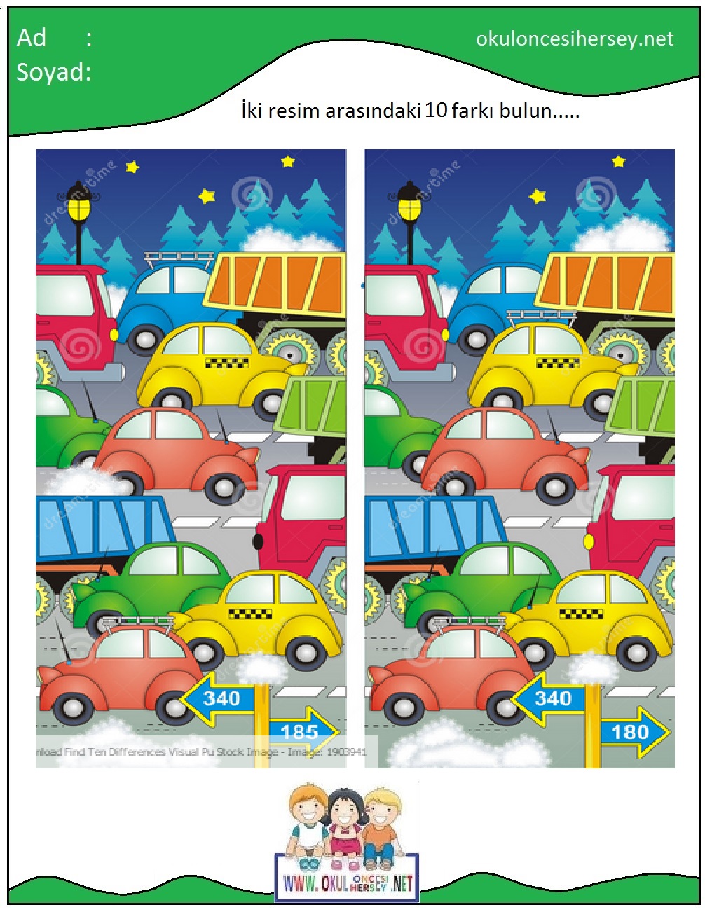 okul öncesi İki Resim Arasındaki Farkı Bul